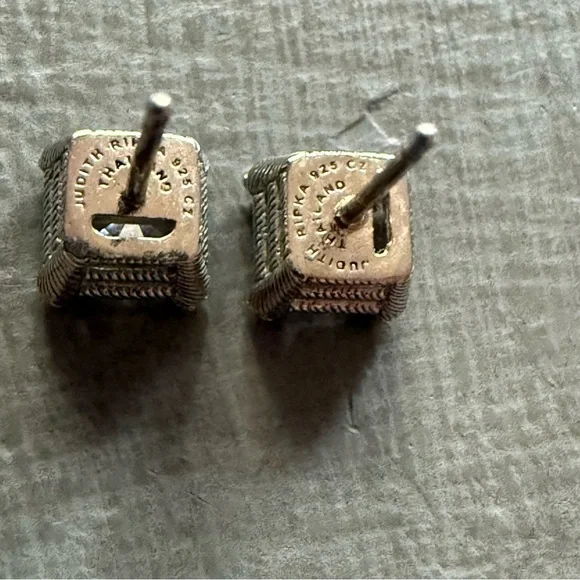 Judith Ripka 925 Sterling Silver CZ Stud Earrings - Picture 5 of 7